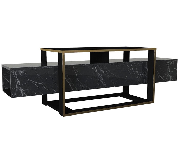 Hanah Home Soporte de TV Moderno en Negro y Dorado